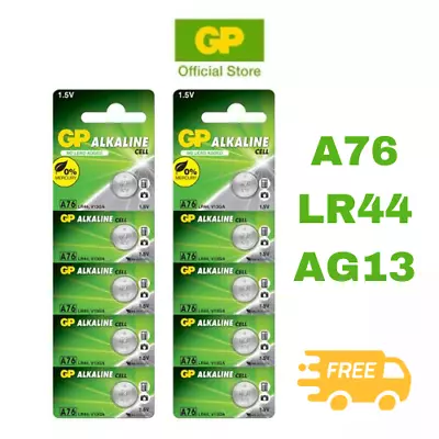GP Alkaline Cell Battery A76/LR44/AG13 Pack Of 5 Calculator TV Remote • $16.80
