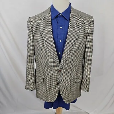 Sulka Men's Houndstooth & Plaid Suit Coat Blazer Silk & Wool Brown 42R EUC • $59.99