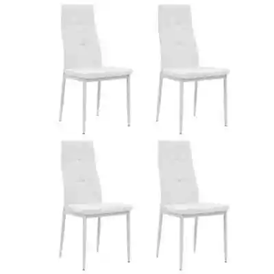 $233.95 • Buy White Dining Chair Set Of 4 Faux Leather Padded Seat Elegant Kitchen Furniture