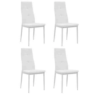 $226.95 • Buy White Dining Chair Set Of 4 Faux Leather Padded Seat Elegant Kitchen Furniture