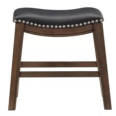 Pemberly Row 20  Transitional Faux Leather Saddle Dining Stool In Black • $69.43