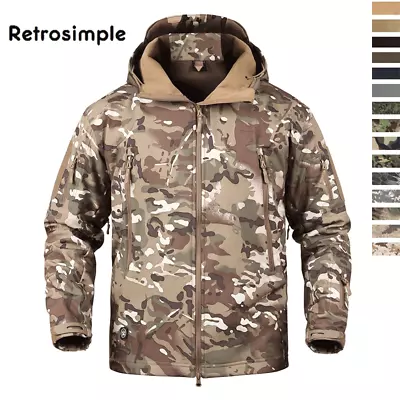 Waterproof Men Tactical Jacket Army Soft Shell Coat Outdoor Winter Fleece Jacket • $56.99