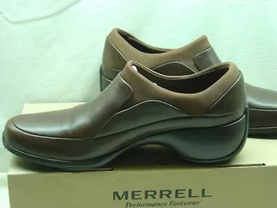 Merrell Spire Stretch Dark Brown Leather Slip On Sz EUR 37  US 6.5 US W/Box • $44.95