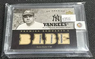 2007 Upper Deck Premier Babe Ruth Remnants GAME USED BABE Patch 2/3 Relic Quad • $3387.87