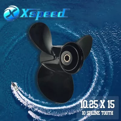 10.25x15 Aluminum Propeller For Mercury 25-30hp Engine 10 Spline ToothRH Black • $95.99