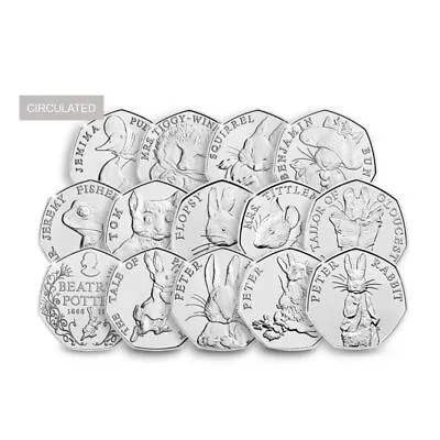 Beatrix Potter Fifty Pence 50p Coins 2016 - 2018 Jemima Peter Rabbit Kitten CIRC • £3.50
