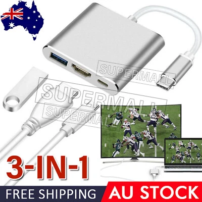 $11.95 • Buy 3 IN 1 Type-C To USB-C HDMI USB 3.0 Adapter Converter Cable For MacBook Pro OZ