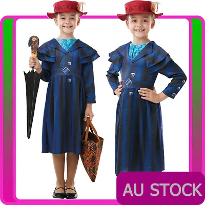 Deluxe Girls Mary Poppins Returns Costume English Nanny Book Week Fancy Dress • $38.61