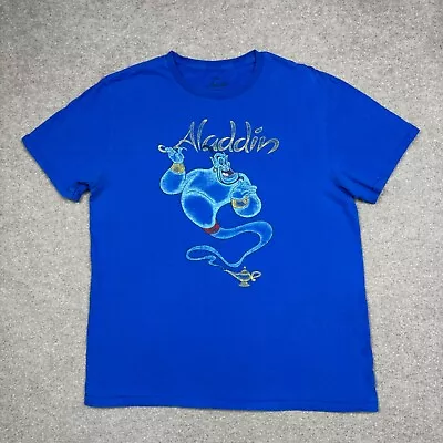 Aladdin T Shirt Mens Size L Blue Short Sleeve Crew Neck Disney Casual Adults • $12.95