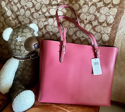 NWT COACH Large Mollie 1671 Double Face Leather Tote Bag In Strawberry Haze Pink • $295.06
