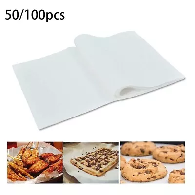 50/100pcs Rectangle Parchment Paper Liners 30x20cm Oil Absorption White • £12.77