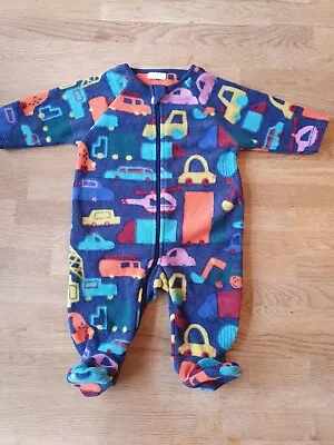 Next Baby Fleece Sleepsuit. Cars Navy Up To 3 Months Zip • £2.99