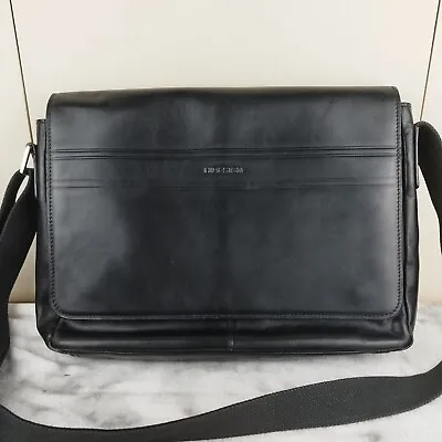 Hidesign Briefcase Leather Large Shoulder Bag Messenger Satchel Laptop Black • £54