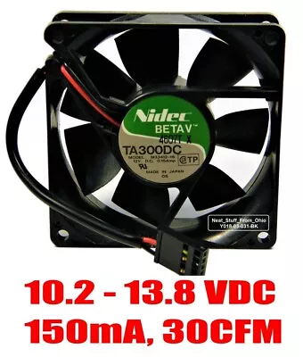 MUFFIN FAN 12VDC 150mA 30CFM: FACTORY-NEW NIDEC BETA V™ SERIES 80 X 80 X 25 • $5.89