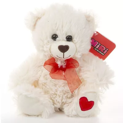 Mothers Day Cream Soft Cuddly Teddy Bear Red Ribbon & Love Heart 10  Gift • £7.95