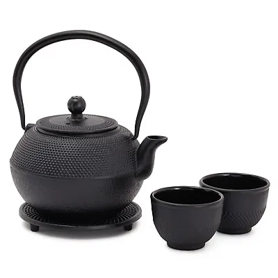 $29.99 • Buy Cast Iron Tea Kettle 2 Cups Set Contemporary Dutch Hobnail Style W/Trivet 1200ml