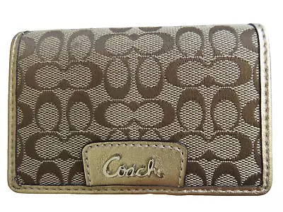 Coach Signature Card Case Wallet Khaki Gold Metallic F61135 New With Tag • $76.92