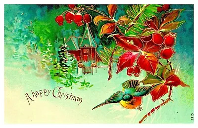 C1915 Merry Christmas Bluebird SPECIAL MESSAGE Pretty Handwriting Postcard E10 • $5