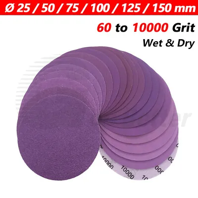 Ø 25mm-150mm Sanding Discs Pads Hook And Loop Sandpaper Wet & Dry Grits 60-10000 • $9.45