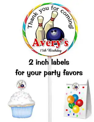 £5.82 • Buy 20 Bowling Birthday Party Favors Stickers Labels For Lollipops Goody Bags