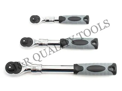 1/4  3/8  & 1/2  Drive Long Handle Ratchet Socket Wrench 3pc Tool Set Extendable • $34.95