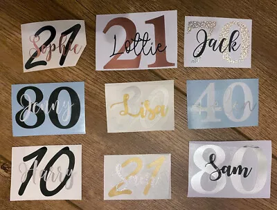 £2.10 • Buy Name & Number Vinyl Label, Personalise, Birthday, Sparkle, Glitter, Glass Etc