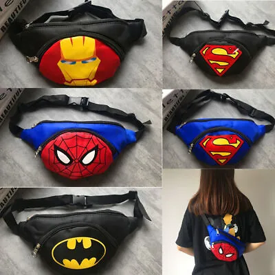 Marvel Belt Bag Adjustable Spiderman Shoulder Zip Waist Bag Captain America Kids • £9.06