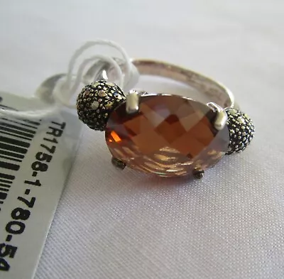 Genuine Thomas Sabo Brown CZ Marcasite Ring TR1758-1-780-54 - Size 54 • $84