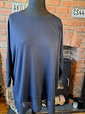 Oversized Linea Tesini Double Layered Navy 3/4 Sleev Long Length Top Size 10/12 • £6