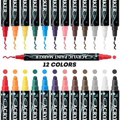 60 Colors Dual Tip Acrylic Paint Pens Markers Premium Acrylic Paint Pens • $13.99