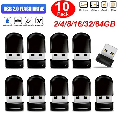 $19.89 • Buy 10 Pack Mini USB 2.0 Flash Drive Memory Stick 64GB 32GB 16GB 8GB 2GB Thumb Drive