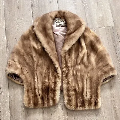 Vintage Freeman Furs Brown Wrap Shrug Stole Cape Jacket - Real Fur Mink? Beaver? • $158