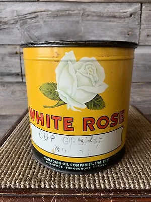 Vintage White Rose Oil Can 5 Lb. Grease Tin White Rose Advertising • $182.29