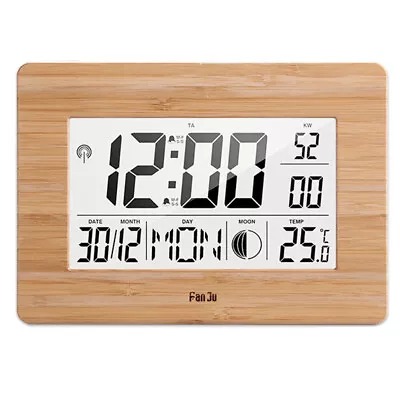 Large Radio Controlled LCD Screen Wall Desk Clock DateThermometer Alarm Clock • £18.79