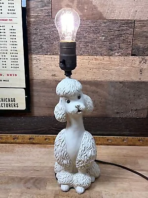 Vintage Universal Statuary Co.  Chicago 1956 Chalkware Poodle Lamp READ • $46