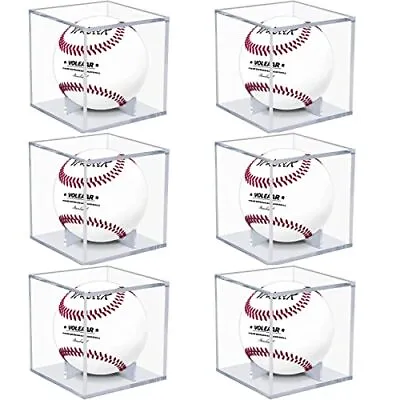 Baseball Display Case 6 Pack UV Protected Acrylic Square Baseball Holder Clear • $24.83