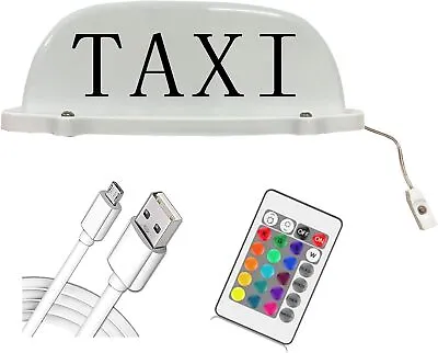 TAXI Cab Top Light Roof Sign USB Rechargeable Battery 24 Key IR Remote Colorful • $31.01