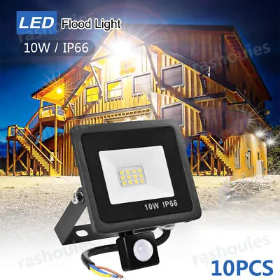 $57.99 • Buy 10x 10W PIR Motion Sensor LED Flood Light Outdoor Yard Security Lamp Cool White