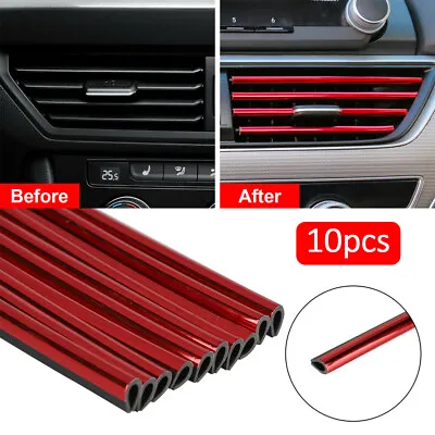 £3.19 • Buy 10x Auto Car Accessories Air Conditioner Outlet Decoration Strip Universal Red