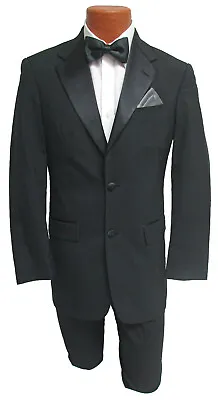 Men's Black Tommy Hilfiger Tuxedo Jacket Wedding Groom Prom Mason 34 Regular • $26.99