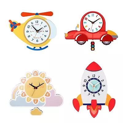 £17.83 • Buy Wood Wall Clock Silent Non Ticking Kid Rooms Decorative Clock For Bedroom