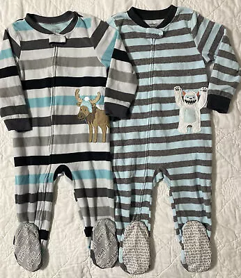 Lot Of 2 - Carter's & Simple Joy Fleece Footed Pajamas - 24 Months • $14.99