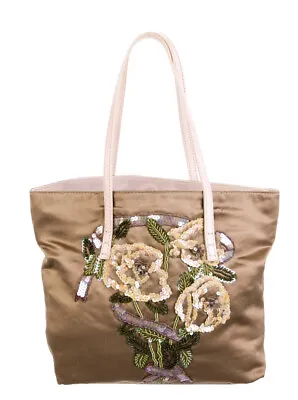 Valentino Satin Embroidered Neutral Blush Tote Bag • $138