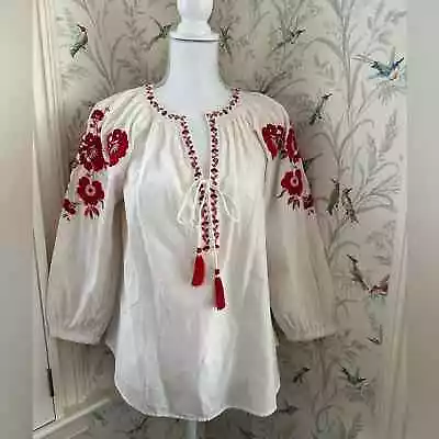 H&M Cotton Embroidery Blouse Loose Fit Brand New With Tag Fits Large  • $13.99