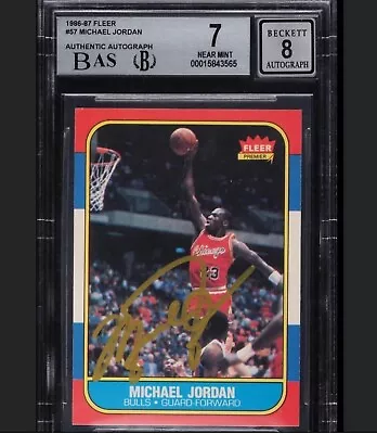 1986-87 FLEER #57 MICHAEL JORDAN ROOKIE Autograph BGS 7-UDA GOLD BOLD Signature • $231986.87