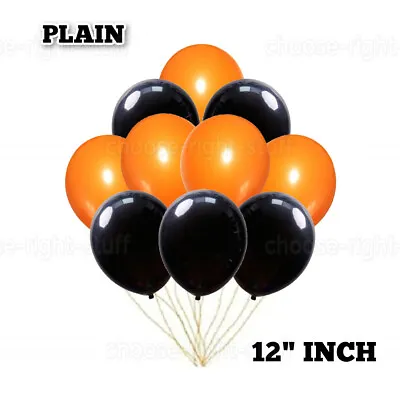 12  50pcs Orange & Black Plain Latex Balloons Halloween Haunted Party Decor Balo • $7.45