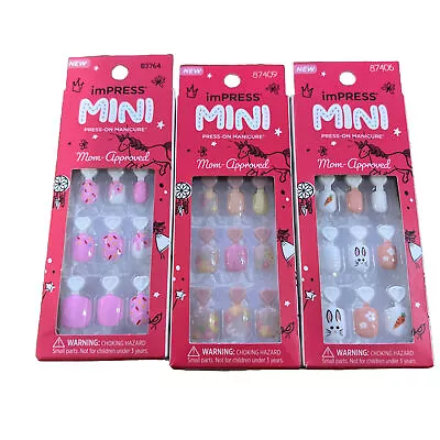 Lot Of 3 Kiss ImPRESS Kids Mini Nails Super Duper 60 Nails Press On Manicure B1 • $10.08