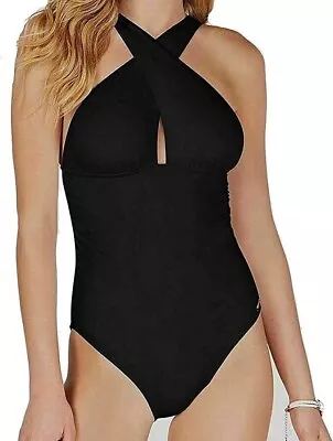 Michael Kors Solid Black Convertible 1-Piece Swimsuit $98 Size 8 • $29.95