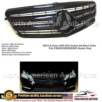 E63 Grille E-Class Gloss All Black Star Emblem E550 E350 2010 2011 2012 2013 • $159