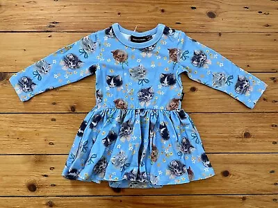 NEW Rock Your Baby Kittens Galore Long Sleeve Bodysuit Dress - Size 0 (6-12mths) • $40